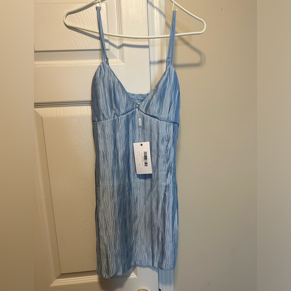 Blue satin mini dress